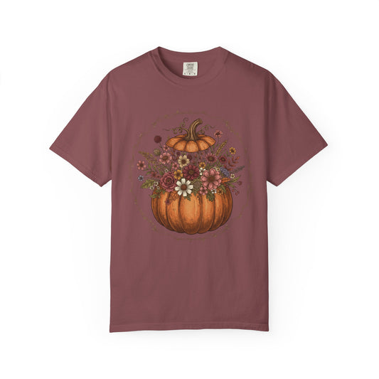 Floral Pumpkin T-Shirt | Fall Harvest Tee, Autumn Style Shirt, Seasonal Fashion, Halloween Gift, Vintage Vibe Apparel