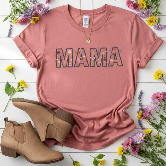 Wildflower MAMA Comfort Colors Shirt | Floral Mom T-Shirt | Boho Garden Mother's Day Gift | Trendy Oversized Mom Tee