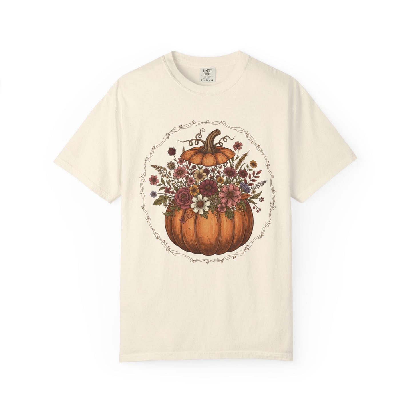 Floral Pumpkin T-Shirt | Fall Harvest Tee, Autumn Style Shirt, Seasonal Fashion, Halloween Gift, Vintage Vibe Apparel
