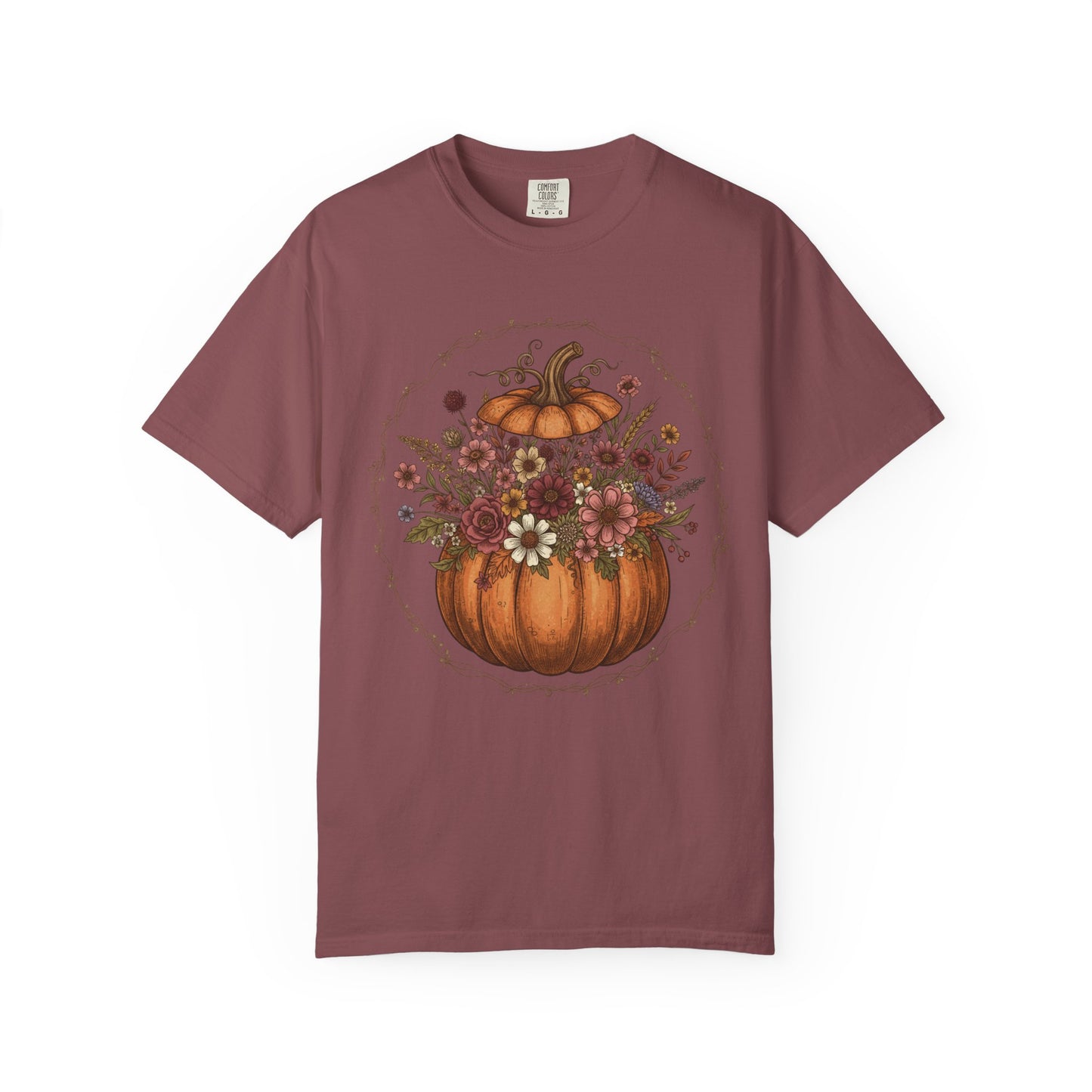 Floral Pumpkin T-Shirt | Fall Harvest Tee, Autumn Style Shirt, Seasonal Fashion, Halloween Gift, Vintage Vibe Apparel