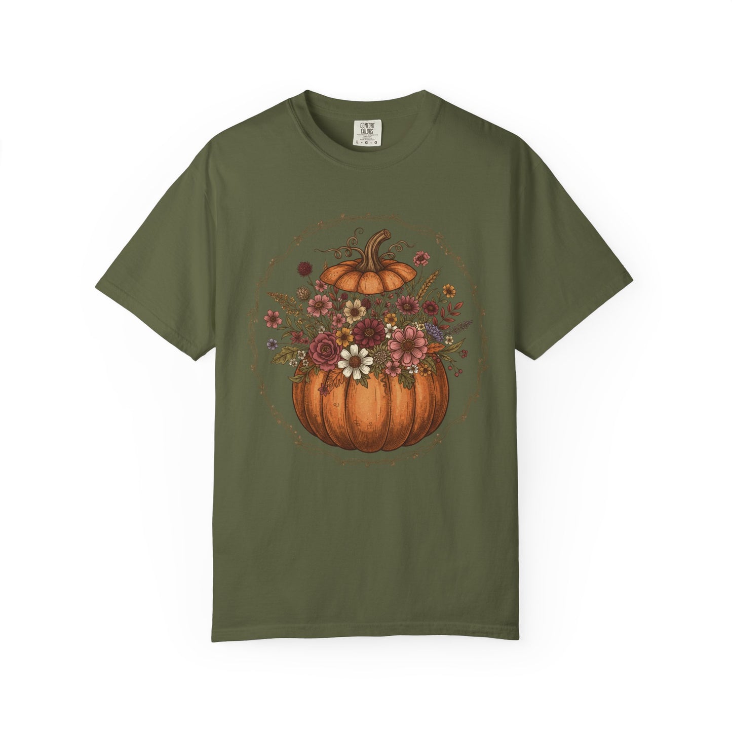 Floral Pumpkin T-Shirt | Fall Harvest Tee, Autumn Style Shirt, Seasonal Fashion, Halloween Gift, Vintage Vibe Apparel