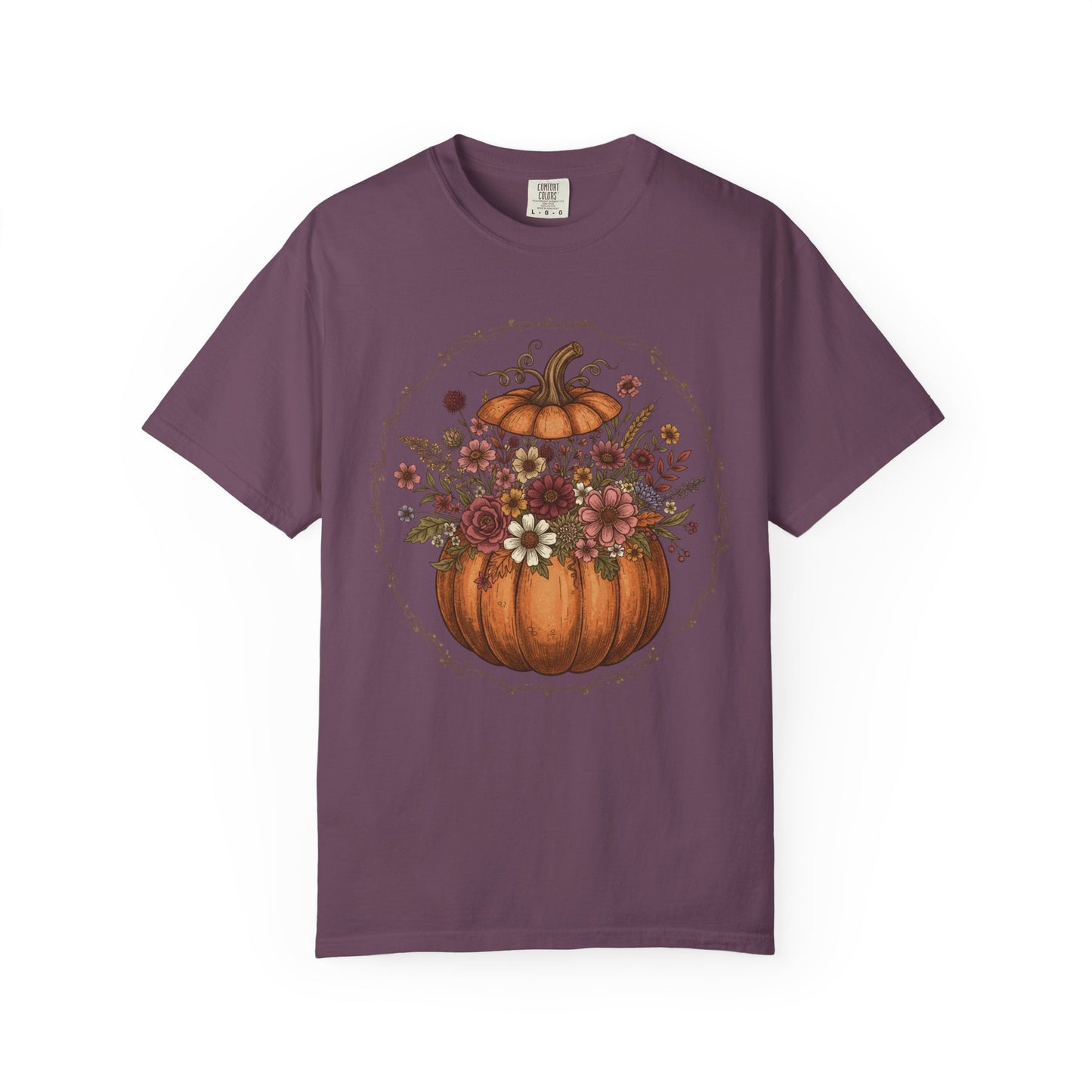Floral Pumpkin T-Shirt | Fall Harvest Tee, Autumn Style Shirt, Seasonal Fashion, Halloween Gift, Vintage Vibe Apparel