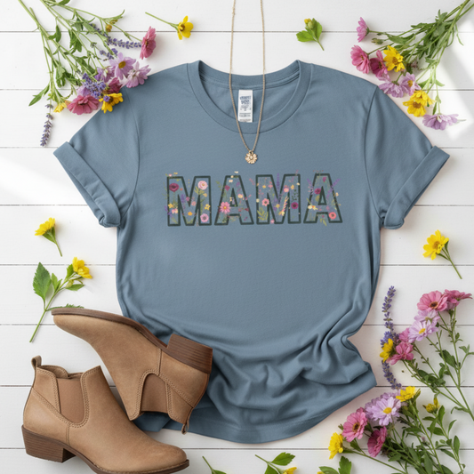 Wildflower MAMA Comfort Colors Shirt | Floral Mom T-Shirt | Boho Garden Mother's Day Gift | Trendy Oversized Mom Tee