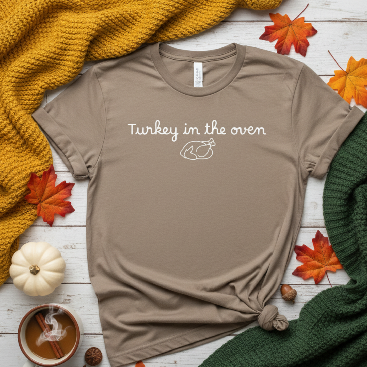 Turkey in the Oven T-Shirt | Thanksgiving Pregnancy Announcement Tee | Fall Maternity Shirt | Funny Holiday Baby Reveal | Comfort Colors