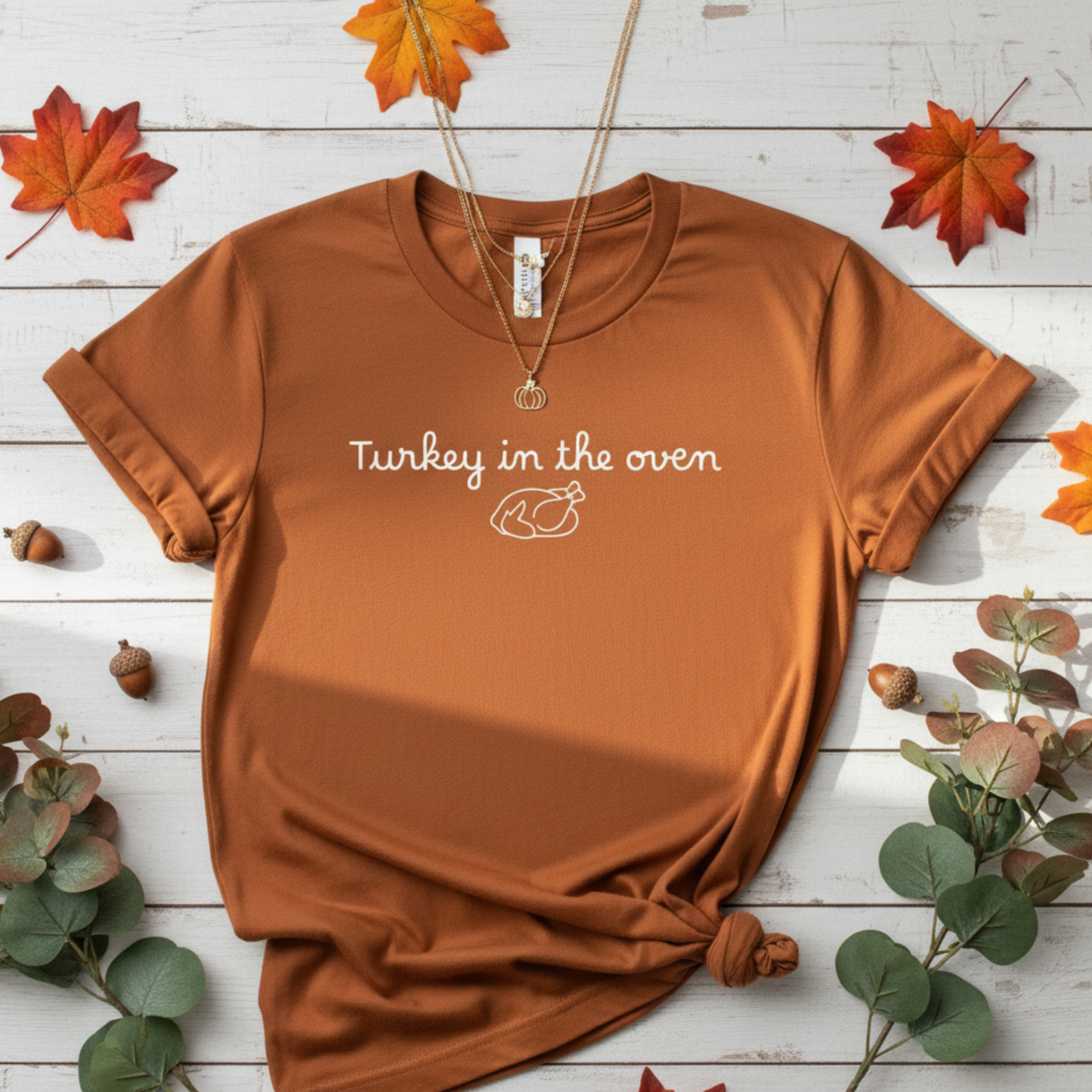 Turkey in the Oven T-Shirt | Thanksgiving Pregnancy Announcement Tee | Fall Maternity Shirt | Funny Holiday Baby Reveal | Comfort Colors