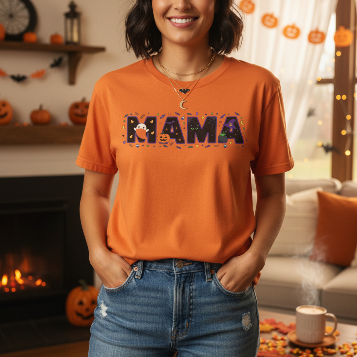 Halloween MAMA Shirt | Spooky Mama Tee | Cute Ghost Mama Shirt | Mom Halloween Gift | Funny Fall Season Shirt | Spooky Vibes Mom T-Shirt