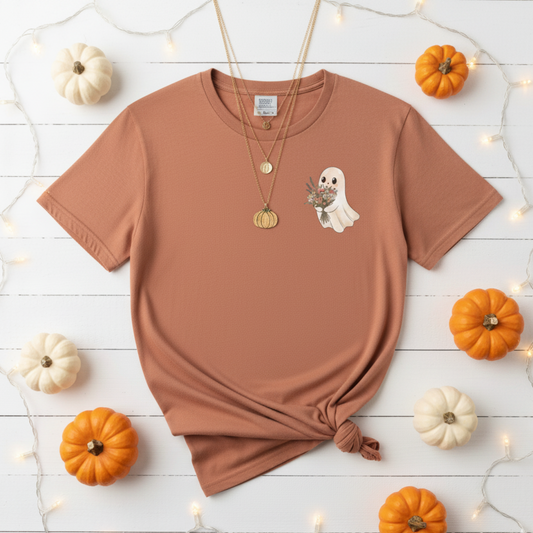 Cute Ghost with Wildflowers Shirt | Spooky Season Cottagecore Tee | Fall Floral Ghost Gift | Comfort Colors Botanical Halloween