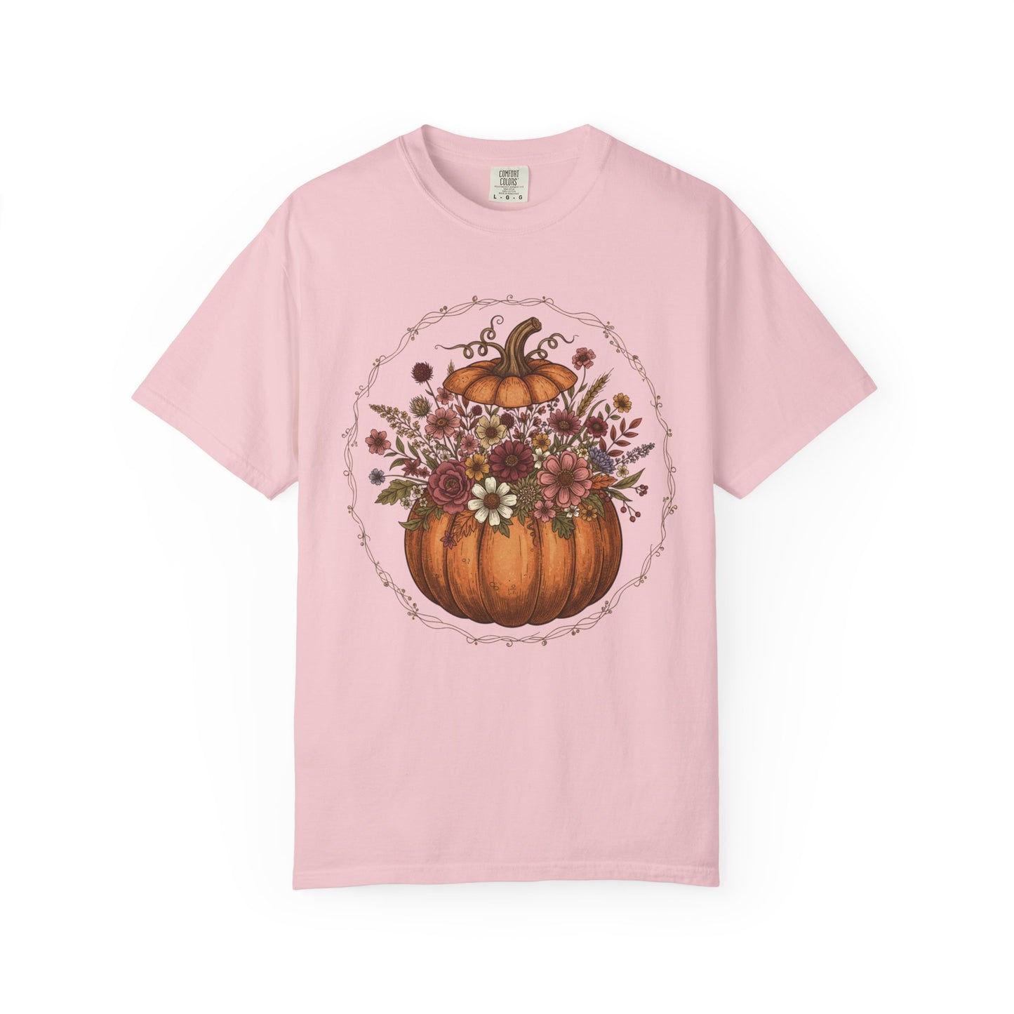 Floral Pumpkin T-Shirt | Fall Harvest Tee, Autumn Style Shirt, Seasonal Fashion, Halloween Gift, Vintage Vibe Apparel